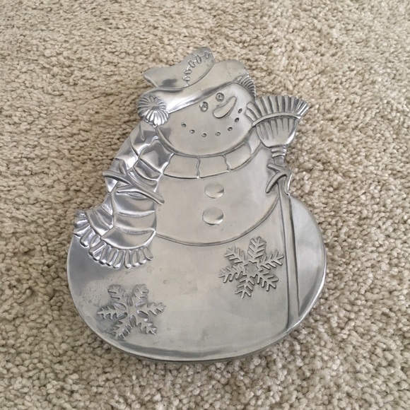 Matt Silver Festive Holiday Winter Snowman Trinket Dish - Picture 6 of 9